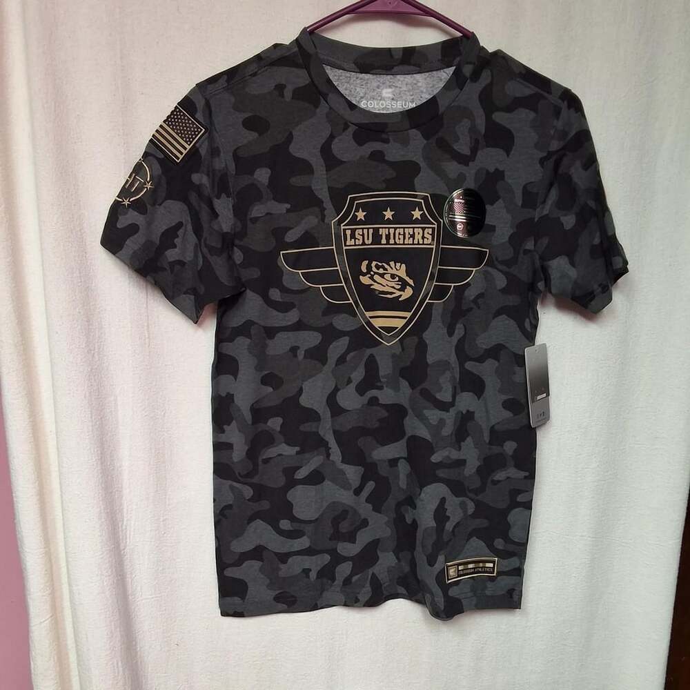 Colosseum LSU Tigers Camo Youth T-Shirt M (12-14) Black